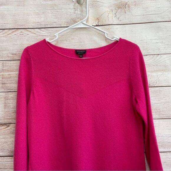 TALBOTS PURE‎ CASHMERE PULLOVER SWEATER IN HOT PINK - Picture 2 of 5
